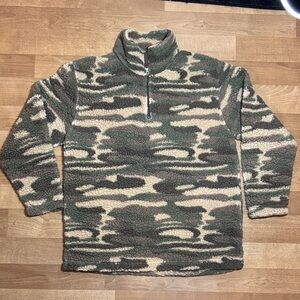 Boxercraft Men's Green and Cream Zip Up Sweater